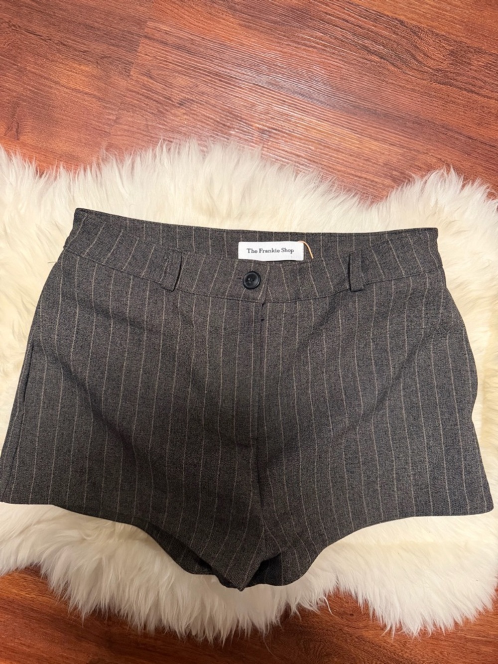 The Frankie Shop Charcoal Pinstripe Tailored Shorts
